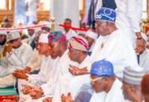 President Tinubu Prays At Lagos Central Mosque And Visits Oba Of Lagos