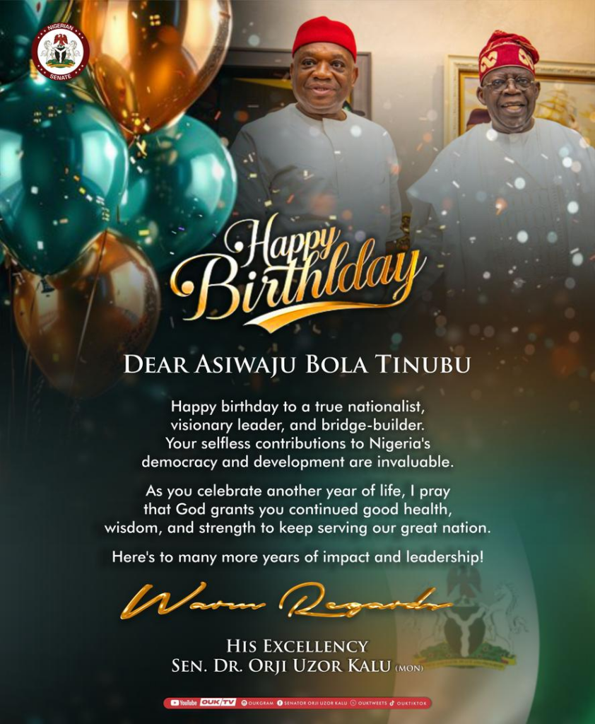 Senator Orji Uzor Kalu Congratulates President Tinubu On His 73rd Birthday Image 170 842x1024