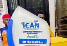 ICAN Jos District Honours Plateau IRS Boss, Dr. Jim Pam Wayas, at Dinner and Award Night