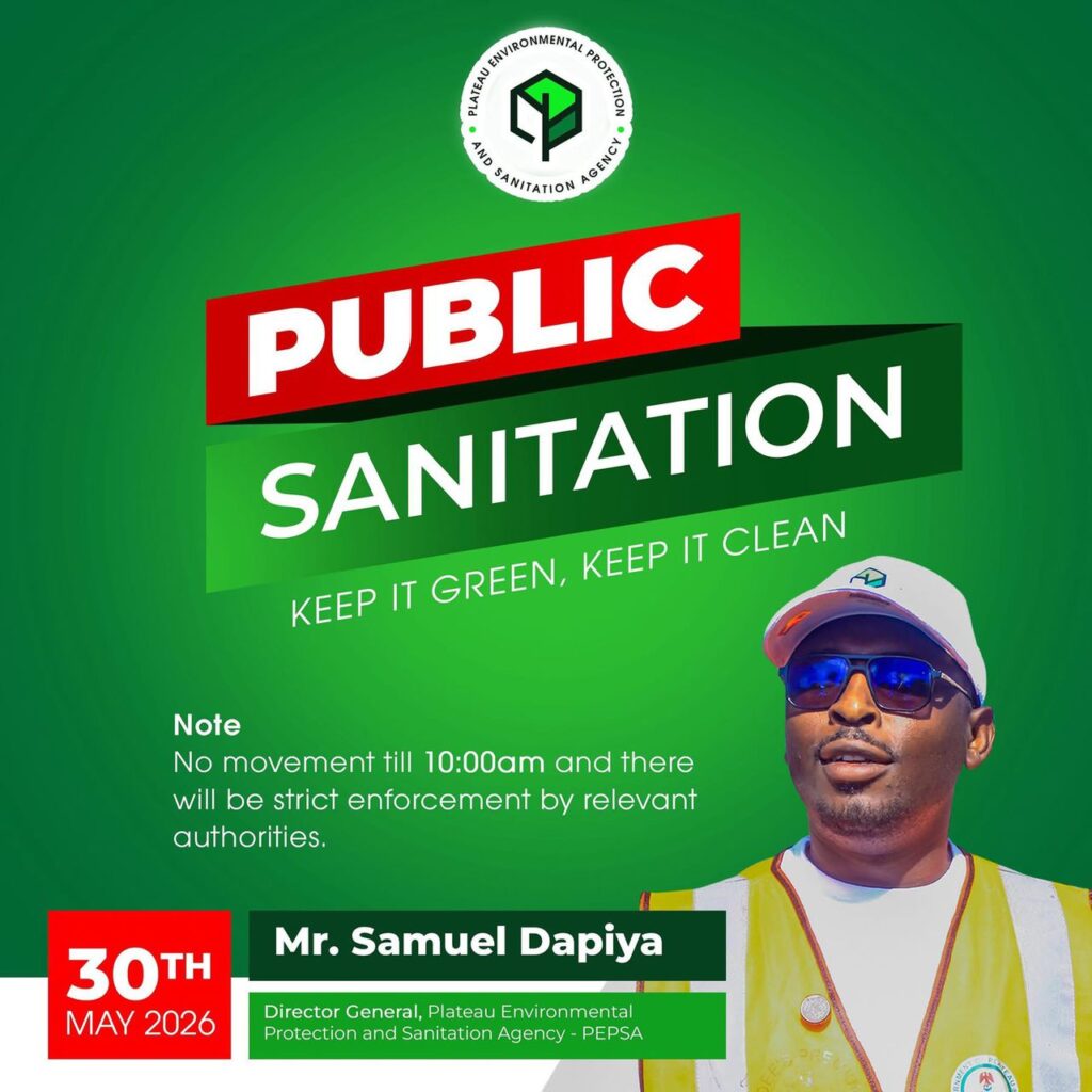 Monthly Sanitation Exercise Holds Saturday, May 30 in Plateau State img 20260528 wa0404