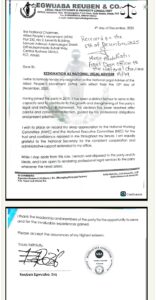 NDC's legal adviser's resignation letter