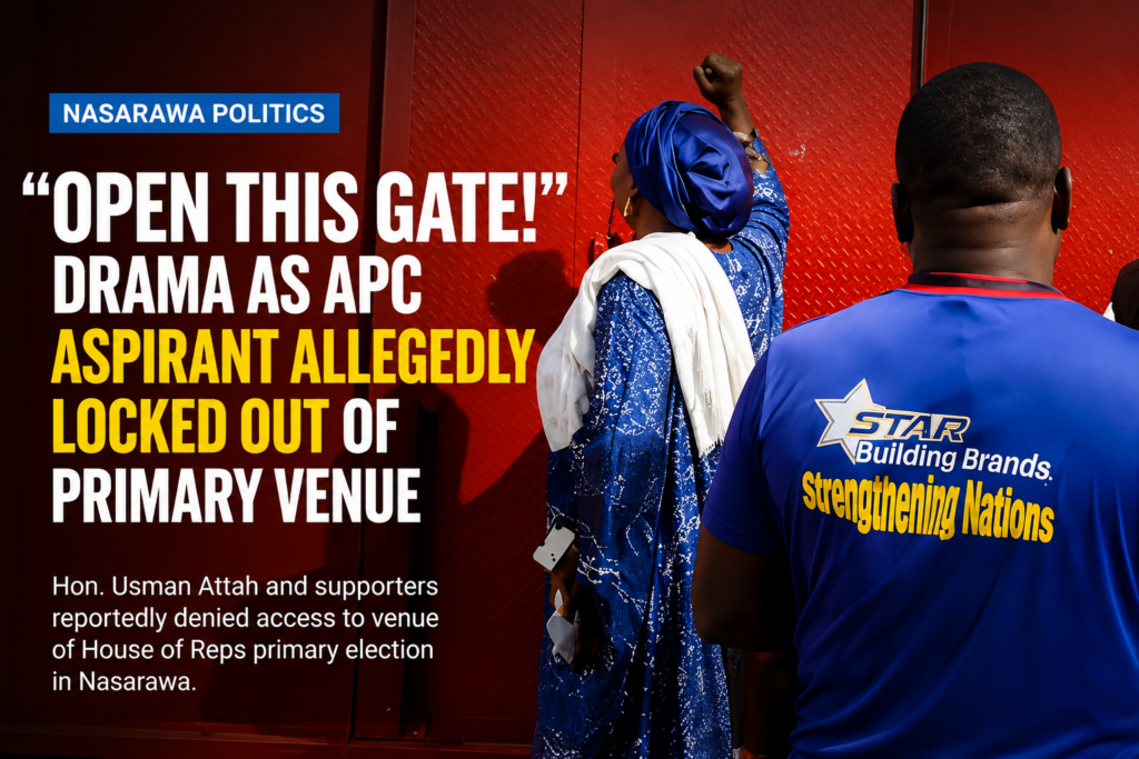 Open This Gate!” Drama As APC Aspirant Allegedly Locked Out Of Nasarawa Primary Venue file 00000000040c71f48bb6512f157f4a1c